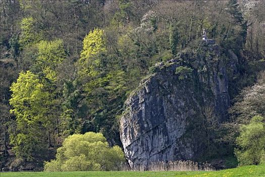 岩石面,石头,自然保护区,雕塑,国王,康拉德,堤岸,靠近,黑森州,德国