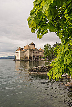 风景,城堡,靠近,蒙特勒,日内瓦湖,沃州,瑞士