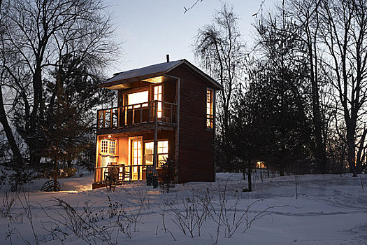 小屋,冬天,王子,安大略省,加拿大