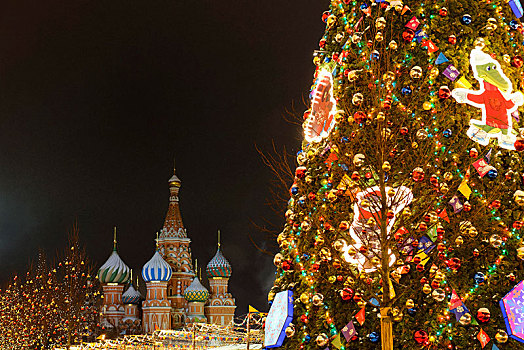 圣诞市场,靠近,滑冰场,红场,莫斯科,俄罗斯,欧洲