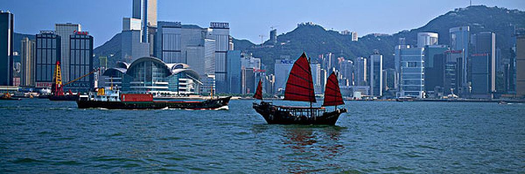 中国帆船,维多利亚港,香港
