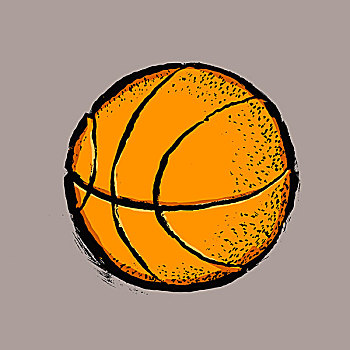 插画,篮球,灰色背景
