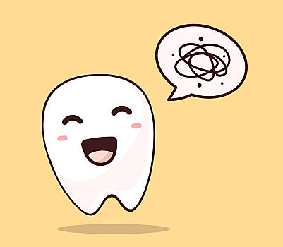 插画,微笑,白色,牙齿,泡泡,演讲,黄色背景,创意,卡通,牙科,概念,涂写