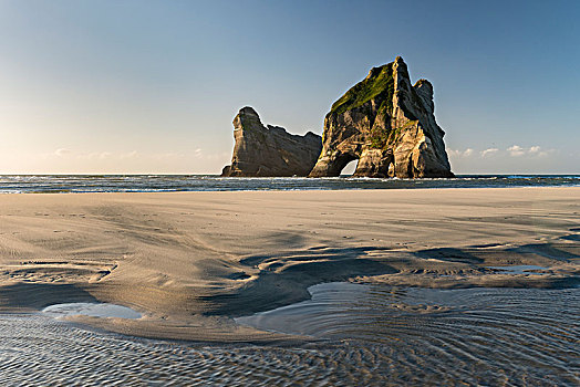 石头,岛屿,海滩,金色,湾,南部地区,新西兰,大洋洲
