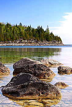 石头,清水,乔治亚湾,布鲁斯半岛,安大略省,加拿大