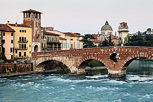 风景,阿迪杰河,圣徒,桥,维罗纳,威尼托