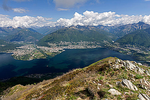 风景,蒙特卡罗,马焦雷湖,提契诺河,阿尔卑斯山,阿斯科纳,洛迦诺,瑞士,欧洲