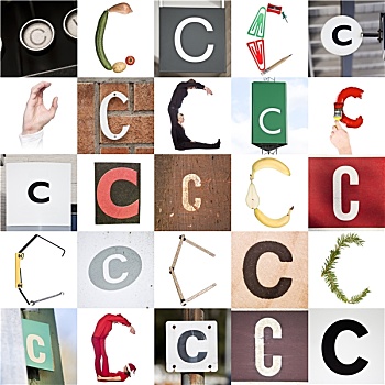 抽象拼贴画,字母c