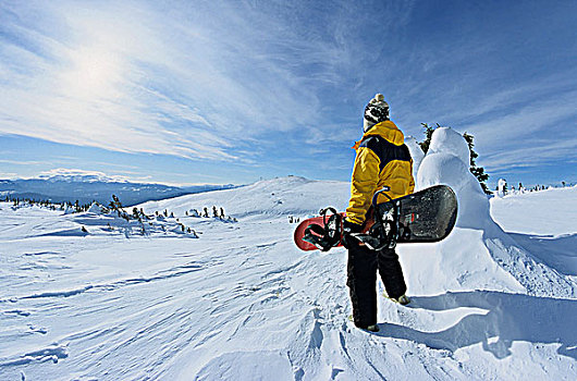 滑雪板玩家,高山,哈得逊湾,山,不列颠哥伦比亚省,加拿大