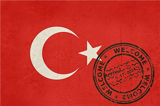欢迎,土耳其,旗帜,护照