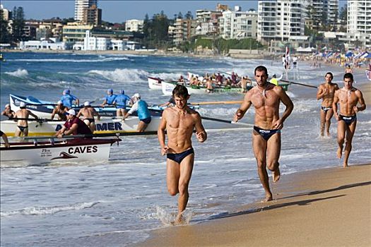 澳大利亚,新南威尔士,悉尼,海浪,救生,热身,比赛,海滩,冠军