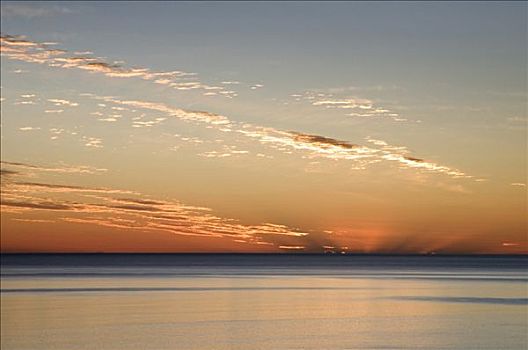 日落,上方,海洋,黄金海岸,澳大利亚