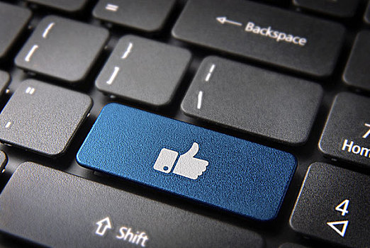 竖大拇指,蓝色,键盘,按键,交际,媒体,背景