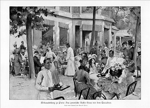 爪哇,咖啡馆,巴黎,世界,展示,19世纪,艺术家