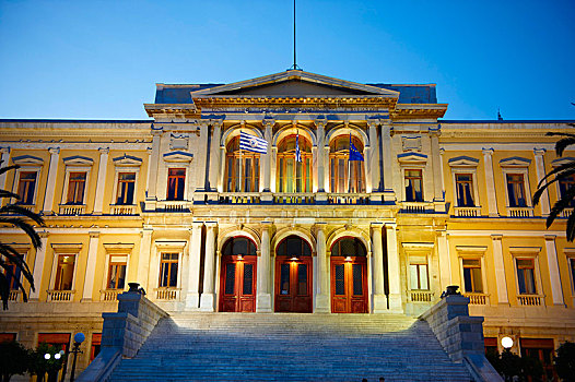 市政厅,锡罗斯岛,基克拉迪群岛,希腊,欧洲
