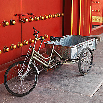 自行车,手推车,正面,大门,故宫,北京,中国