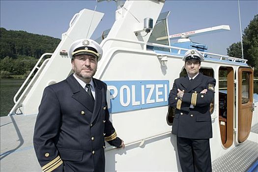 港口,巡逻,警察,船,运河,靠近,巴伐利亚,德国,欧洲