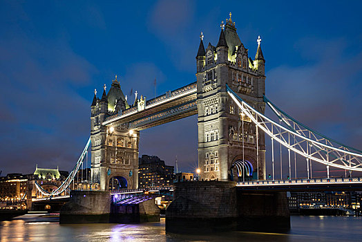 塔桥,黃昏,黎明,伦敦,英格兰,英国