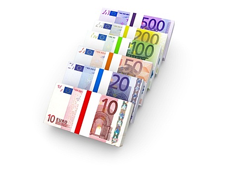 欧元钞票,不同,价值
