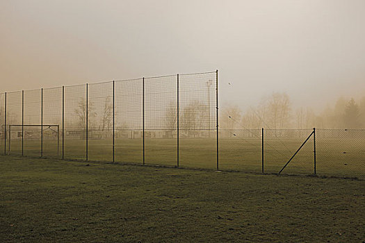 足球场,雾