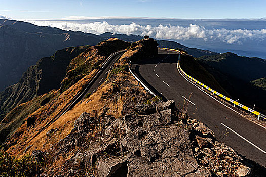 道路,弯曲,山,中心,马德拉岛,葡萄牙,欧洲