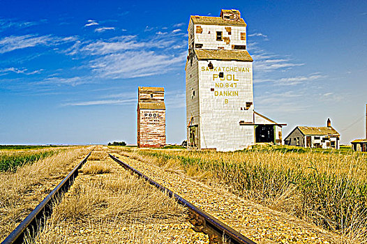 铁路,电梯,背景,萨斯喀彻温,加拿大