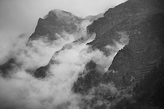 山,脊,积雨云,恩加丁,瑞士