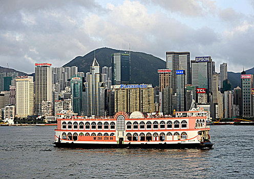 船,天际线,香港,亚洲