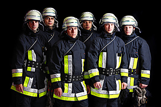 消防员,穿,制服,防护,衣服,头盔,帽舌,职业,北莱茵威斯特伐利亚,德国,欧洲