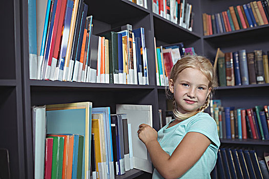 女孩,选择,书本,架子,头像,图书馆
