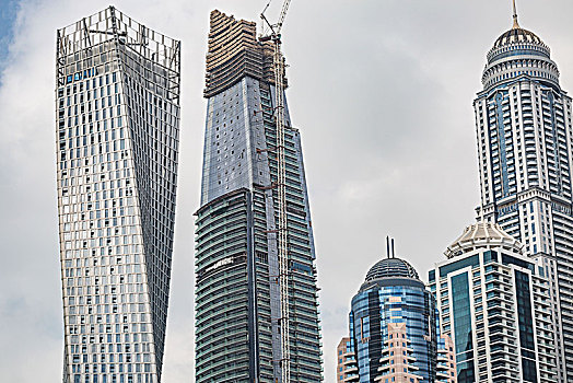 远景,局部,摩天大楼,迪拜,阿联酋,建筑