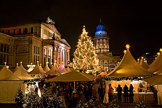 圣诞节,市场,夜晚,御林广场,柏林,德国,欧洲