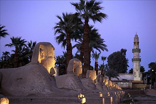 狮身人面像,道路,卢克索神庙,路克索神庙,埃及