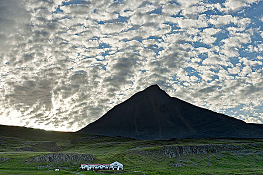 云,农舍,道路,靠近,冰岛,欧洲