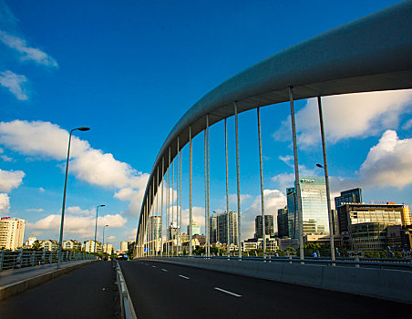 宁波,琴桥,桥梁,曲线,建筑,交通,琴弦,蓝天,白云