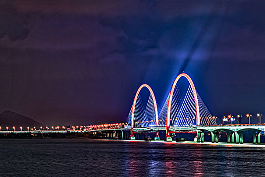 杭州之江大桥夜景全景