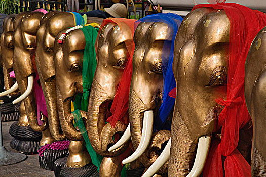 金色,大象,装饰,彩色,围巾,神祠,曼谷,泰国