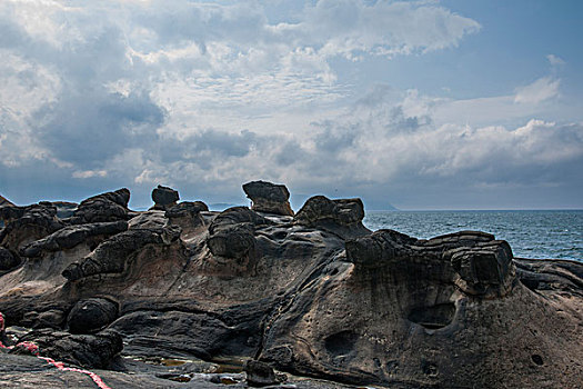 台湾新北市万里区,野柳地质公园,的,僵石,奇特景观岩礁