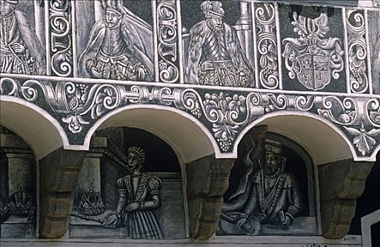 捷克共和国,五彩釉雕,户外,南摩拉维亚,意大利,文字