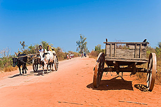 马尔加什人,人,红色,道路,穆龙达瓦,马达加斯加,非洲