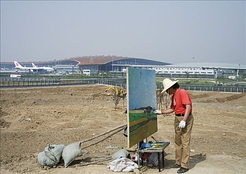 北京,首府,国际机场,户外,艺术家