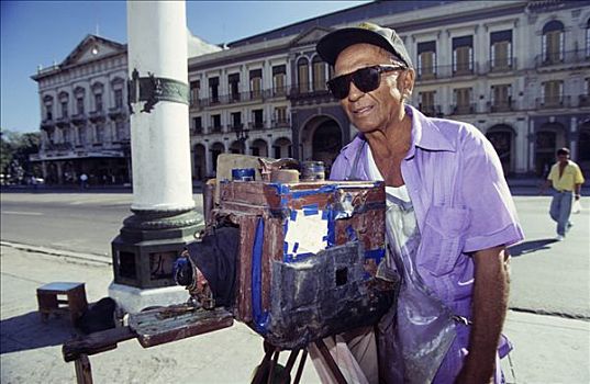 摄影师,自制,摄影,靠近,国会,哈瓦那,古巴