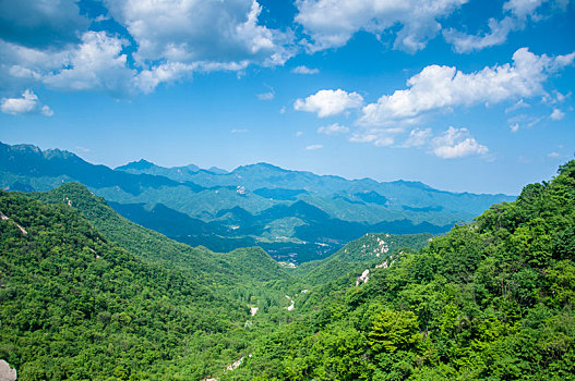 晴朗天气有云朵的山地环境