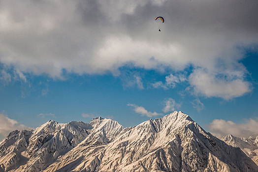 阿尔卑斯山,滑翔伞,头,山,提洛尔,奥地利,欧洲