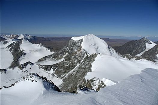 冰河,山峰,山景,蒙古,阿尔泰,靠近,乌布苏