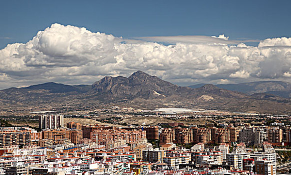 风景,俯视,城市,阿利坎特,加泰罗尼亚,西班牙