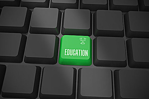 教育,黑色背景,键盘,绿色,按键