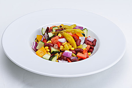 新鲜,有机,蔬菜沙拉,特写,隔绝,白色背景