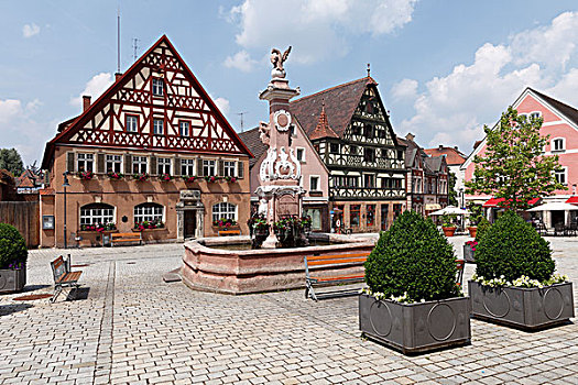 市场,广场,中间,弗兰克尼亚,巴伐利亚,德国,欧洲
