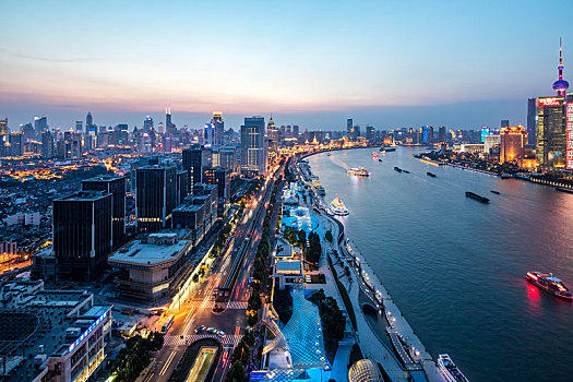 上海,黄浦江,两岸,夜景